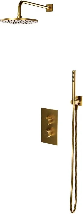 Sistem de dus incastrat cu baterie termostata Omnires Contour auriu periat si para cu 1 functie