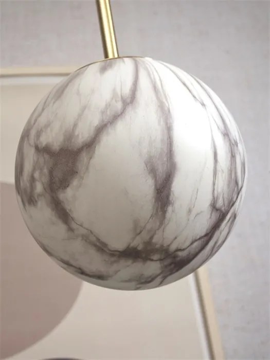 Lustra, pendul din sticla cu aspect de marmura Carrara large auriu