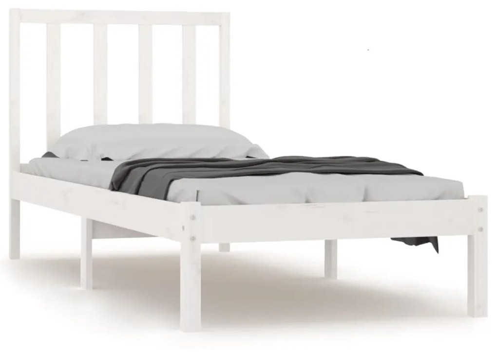 3105102 vidaXL Cadru de pat single, alb, 90x190 cm, lemn masiv de pin
