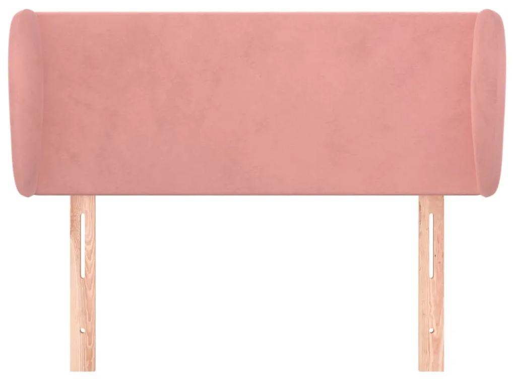 Tablie de pat cu aripioare roz 93x23x78 88 cm catifea 1, Roz, 93 x 23 x 78 88 cm