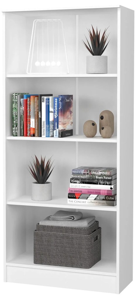 Biblioteca Flint, 3 Polite, Alba, 70 x 32 x 159 cm