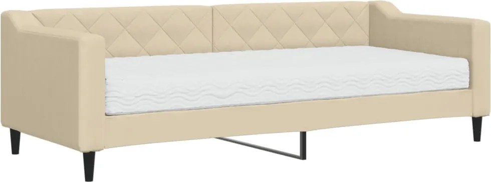 vidaXL Pat de zi cu saltea, crem, 80x200 cm, textil