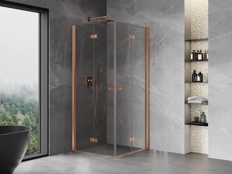 Mexen Mist-F Duo cabină de duș pliabilă 80 x 80 cm, transparent, cupru periat - 8A6-080L-080P-65-00
