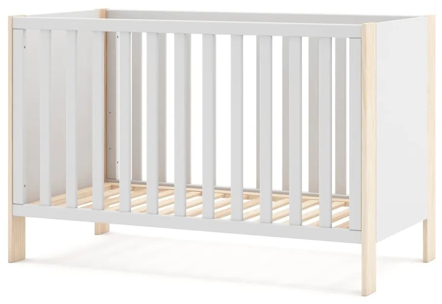 Pătuț alb/în culoare naturală 60x120 cm Esteban – Marckeric