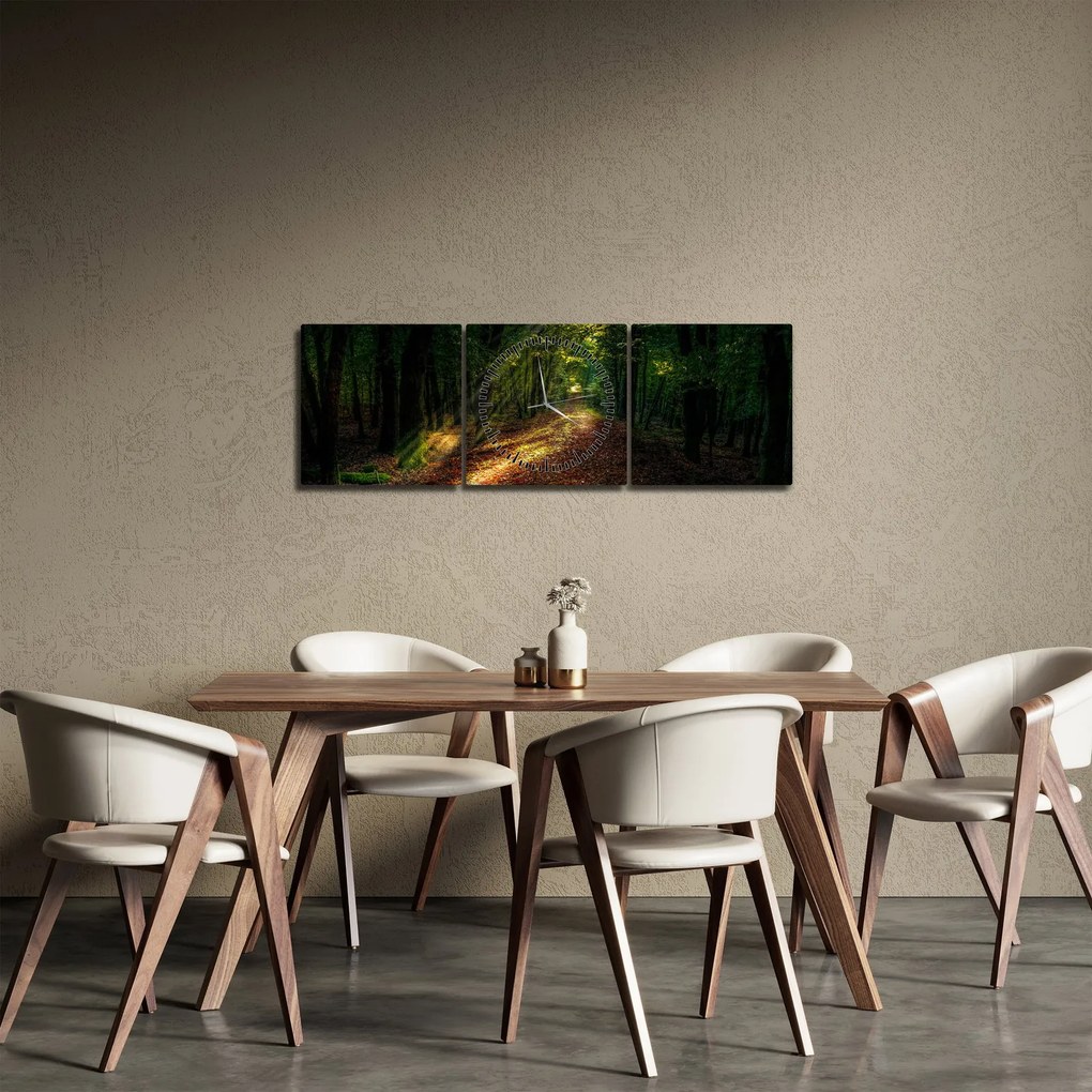 Tablou cu poteca prin pădure (cu ceas) (90x30 cm)
