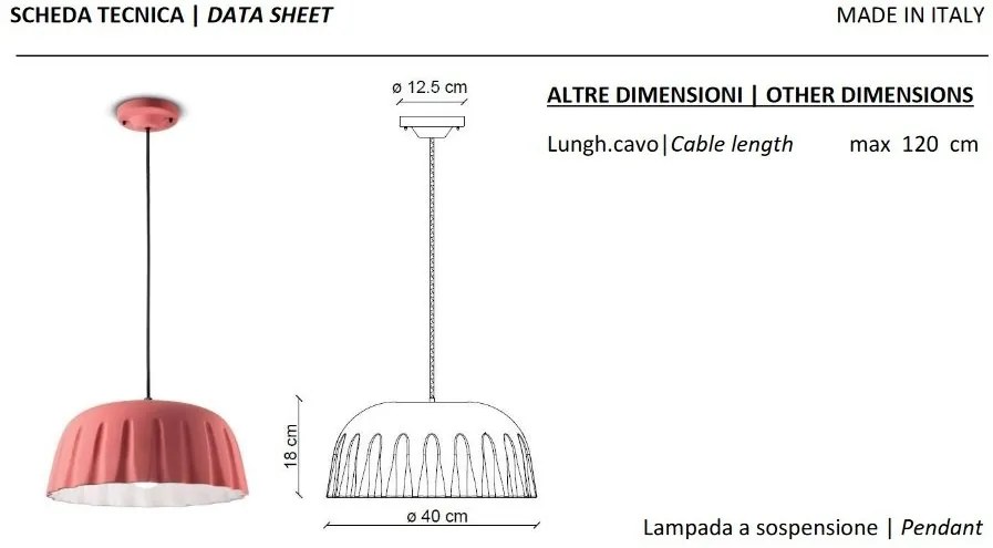 Pendul ceramic design italian realizat manual MADAME GRES Small