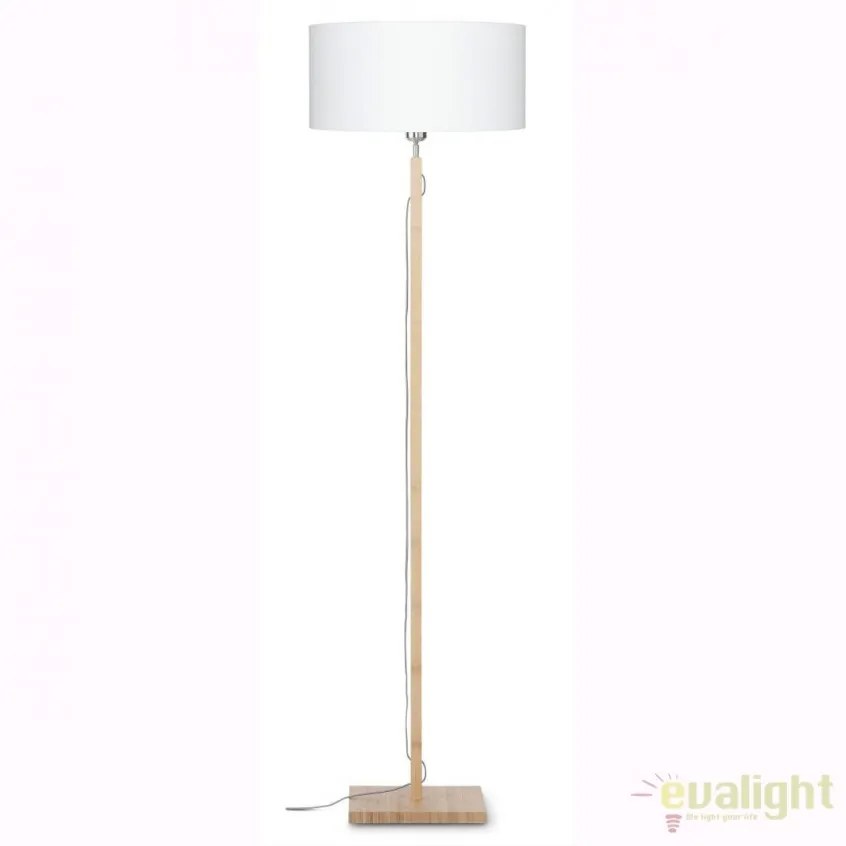 Lampadar modern cu baza din lemn si abajur textil FUJI, alb FUJI/F/4723/W