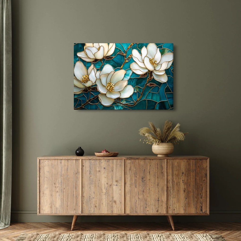 Tablou - Vitraliu cu magnolie (90x60 cm)