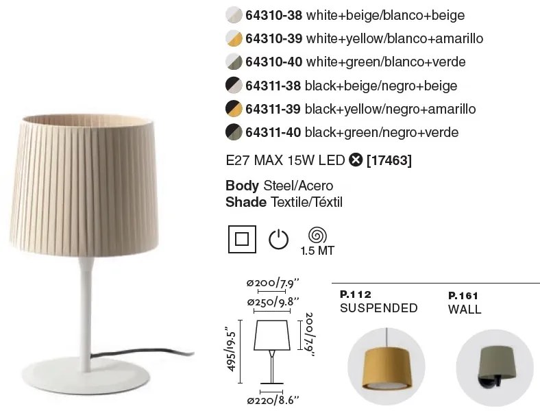 Veioza / Lampa de masa moderna design elegant SAMBA alb/verde 64310-40