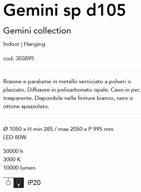 Lustra LED XXL suspendata design circular GEMINI SP D105 alba