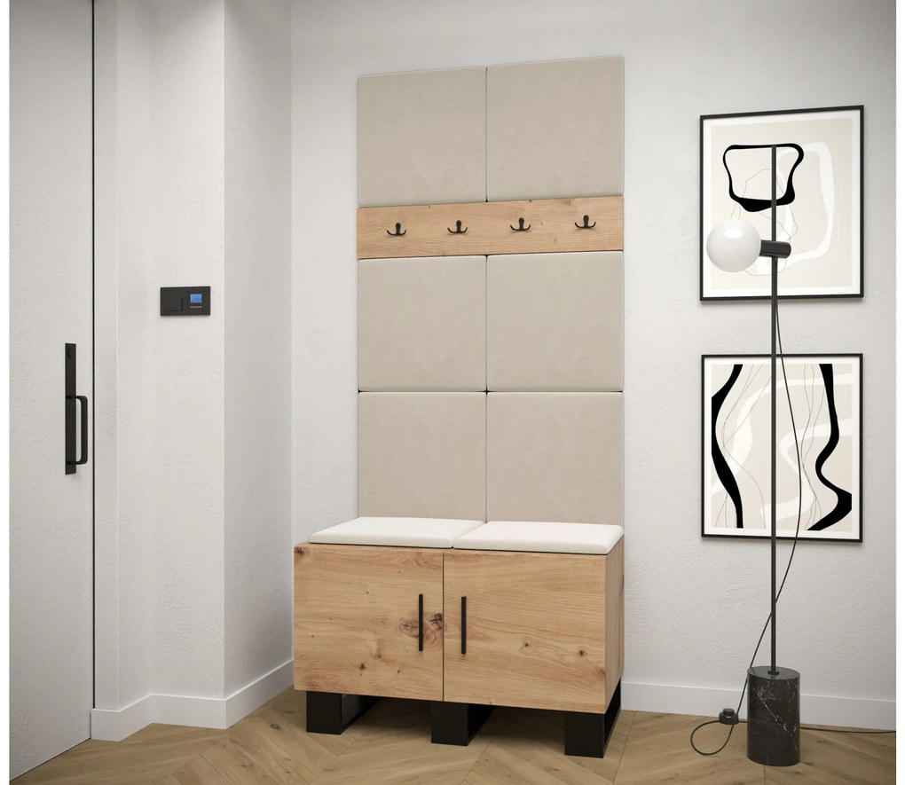 Set mobilier pentru hol Amanda 4 (Stejar artisan + bej). 1085884