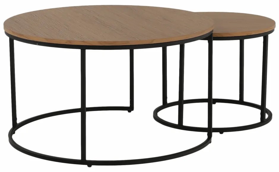 Set 2 măsuțe de cafea Ilak (stejar + negru). 1016582