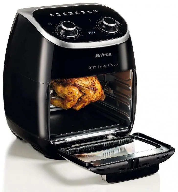 Friiteuza cuptor cu aer cald Ariete AIRY FRYER OVEN 4619/00, 2000W, 11 L, 8 programe, 80-200C, Rotisor, Timer, Negru