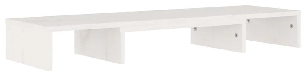Stand pentru monitor, alb, 80x24x10,5 cm, lemn masiv de pin 1, Alb, 80 x 24 x 10.5 cm