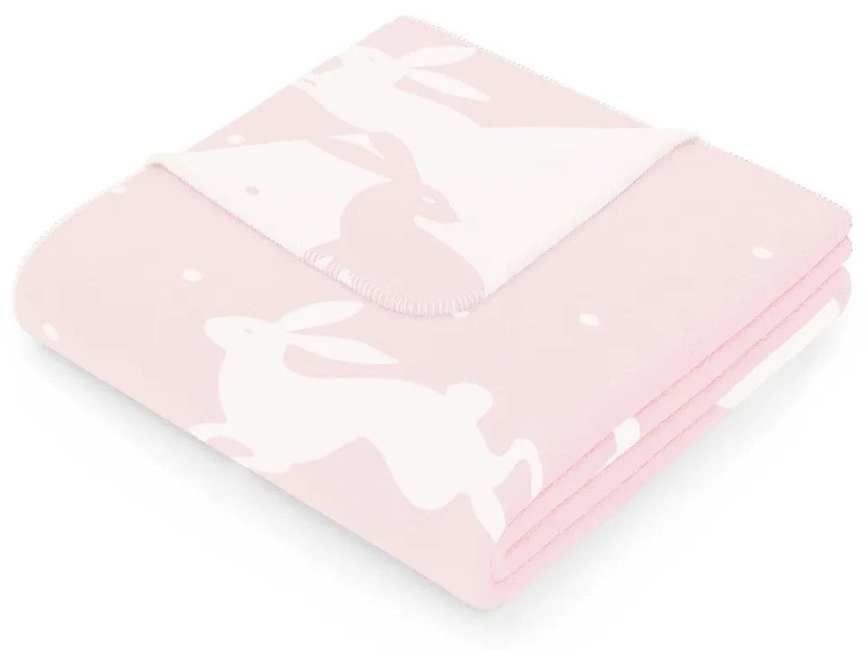 Pătură cu amestec de bumbac AmeliaHome Rabbit, 150 x 200 cm, roz