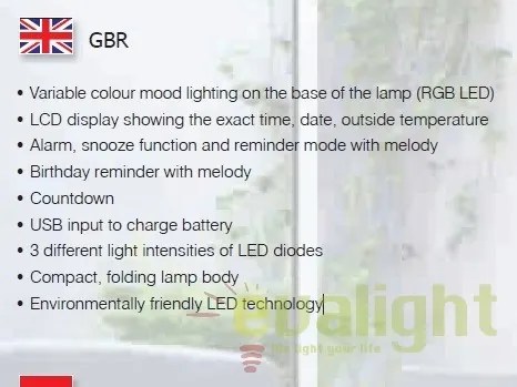 Lampa de masa cu ecran LCD cu 3 intensitati luminoase Justin 1515 RX