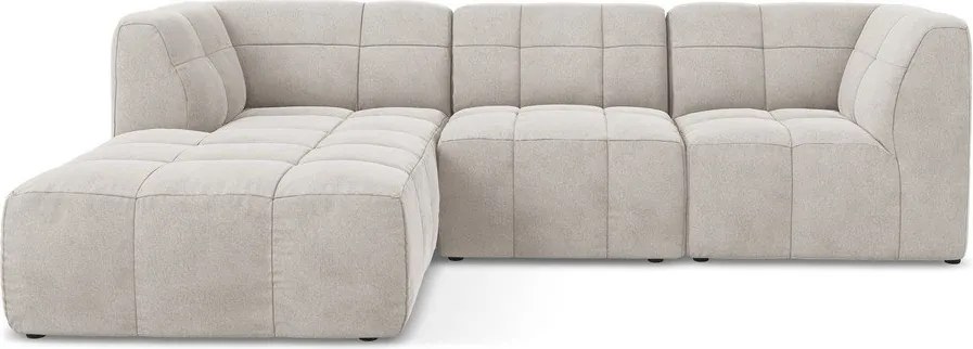 Colțar bej cu tapițerie din catifea (cu colț pe partea stângă/cu șezlong) Aloha – Makamii