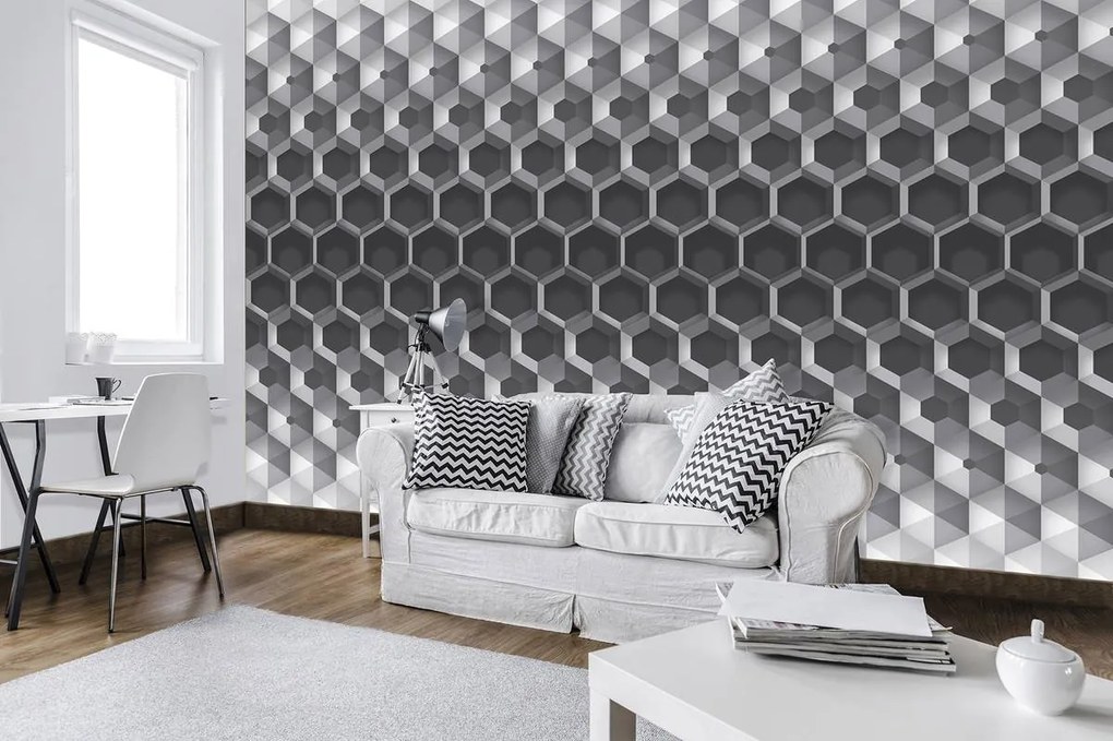 Fototapet - 3D hexagon (254x184 cm)