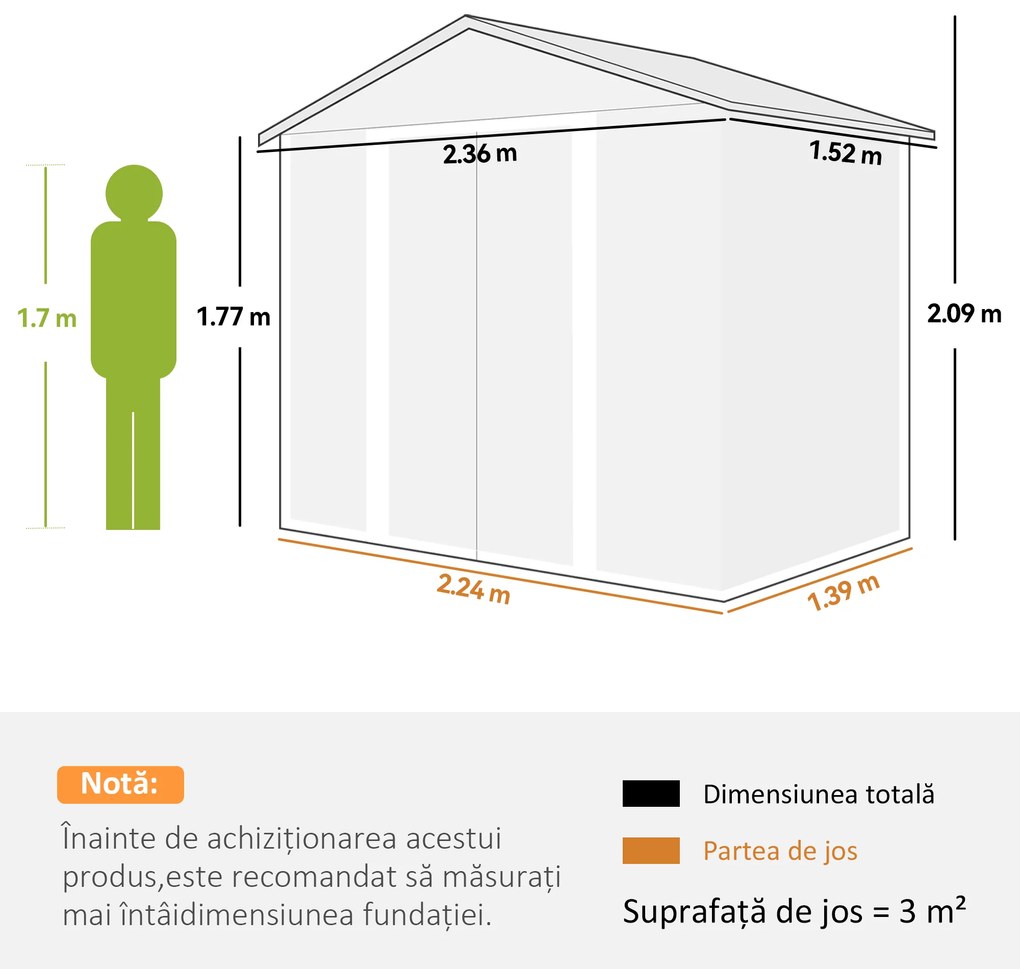 Outsunny Magazie Grădină Magazie Pentru Unelte Grădină Cu Uși Glisante 235.7x152x208.7cm | Aosom Romania