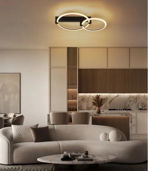 Globo 48050D1S - Plafonieră LED FLETCHER LED/24W/230V 3000K 58x38 cm neagră