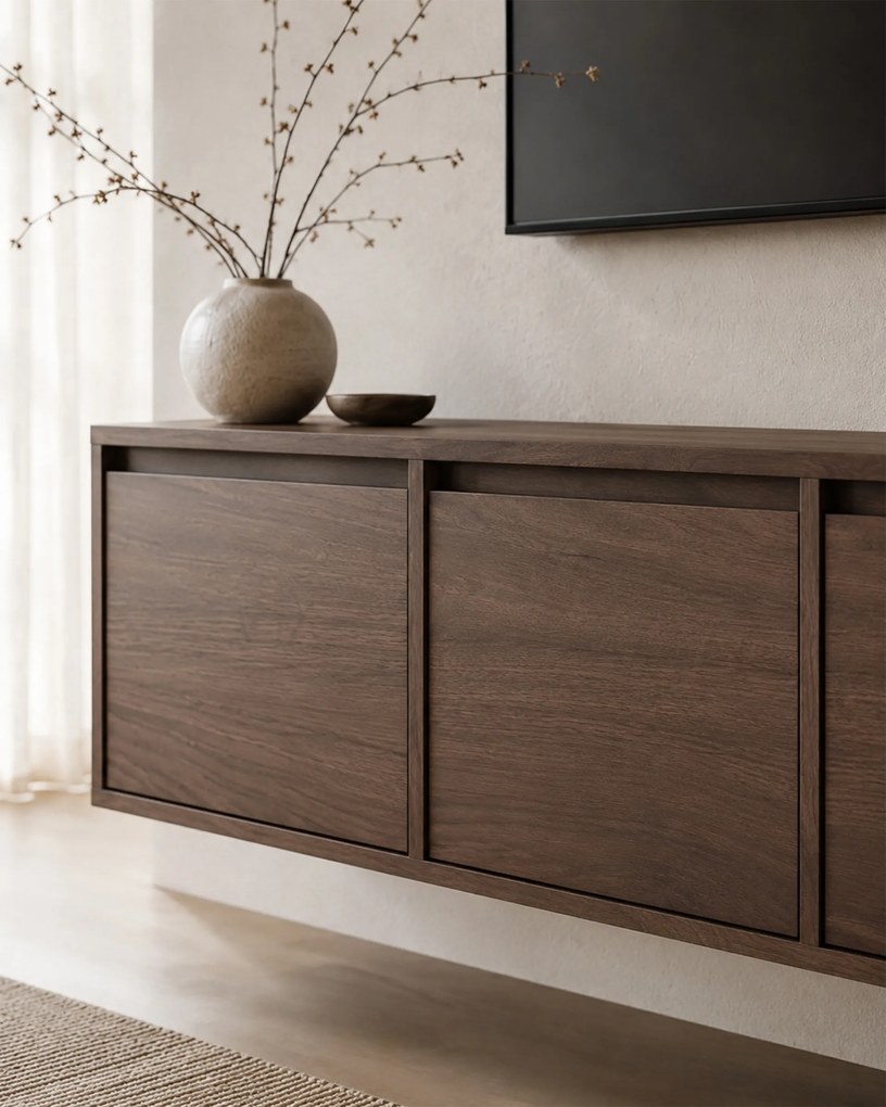 Comodă TV suspendată cu patru uși Zolia 180 cm - nuc elegant