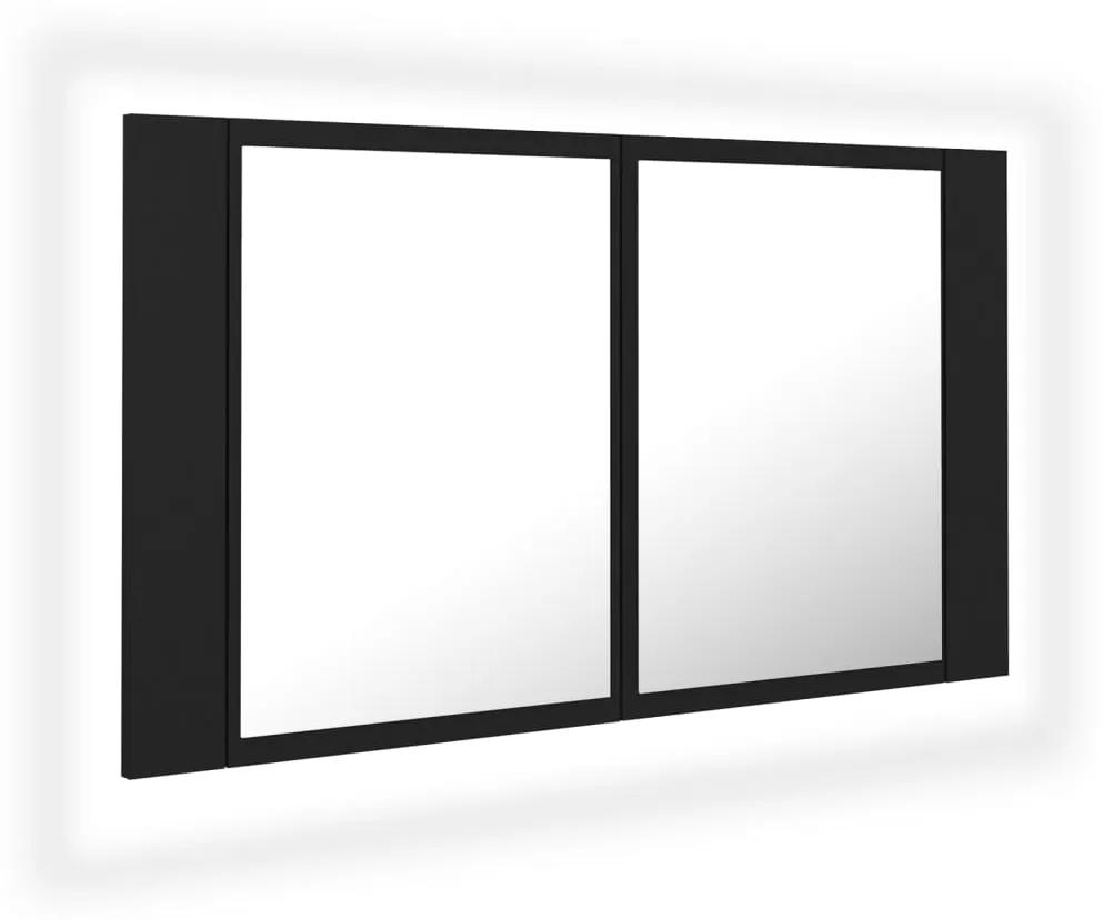 Dulap de baie cu oglinda si LED, negru, 80x12x45 cm Negru