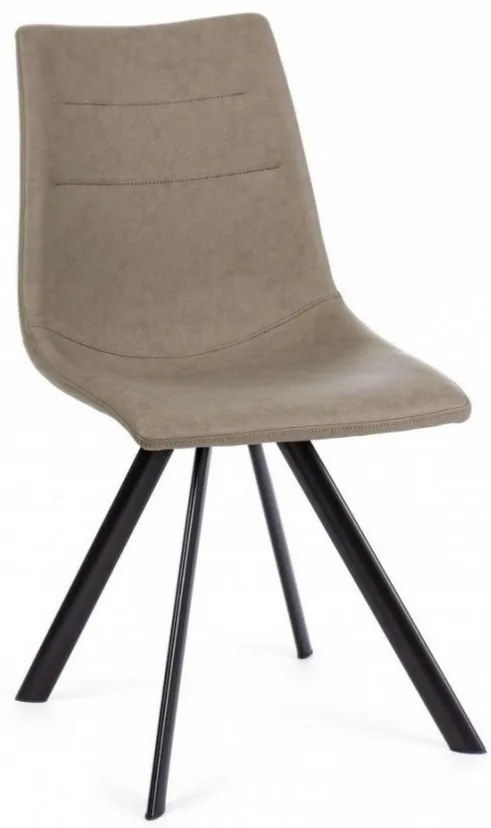 Scaun dining taupe din piele ecologica si metal, Alva Bizzotto