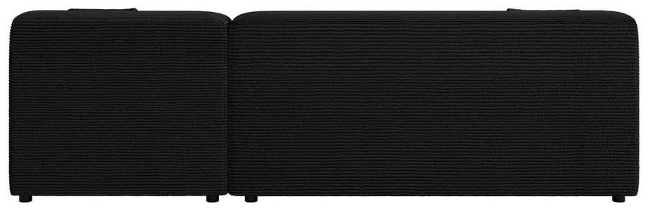 Colțar negru cu tapițerie din catifea reiată (cu colț pe partea dreaptă, cu șezlong) Martin – Ropez