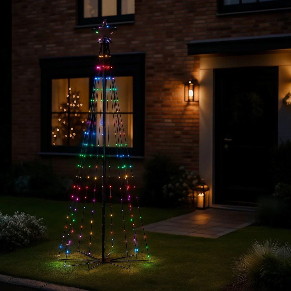 Lampă de podea de Crăciun neagră 240 cm, incl. LED RGB IP44 cu telecomandă - Nagi