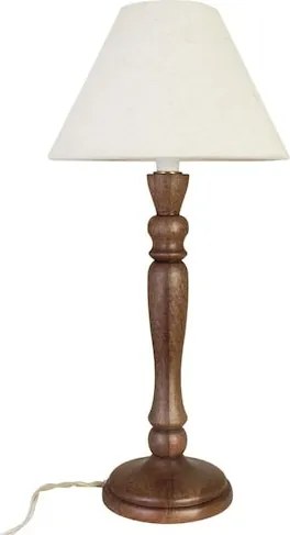 Lampă de masă din lemn de mango maro, picior sculptat, cablu textil natur cu întrerupător, finisaj natural, 37 x 12,5 cm, „Vilgot”