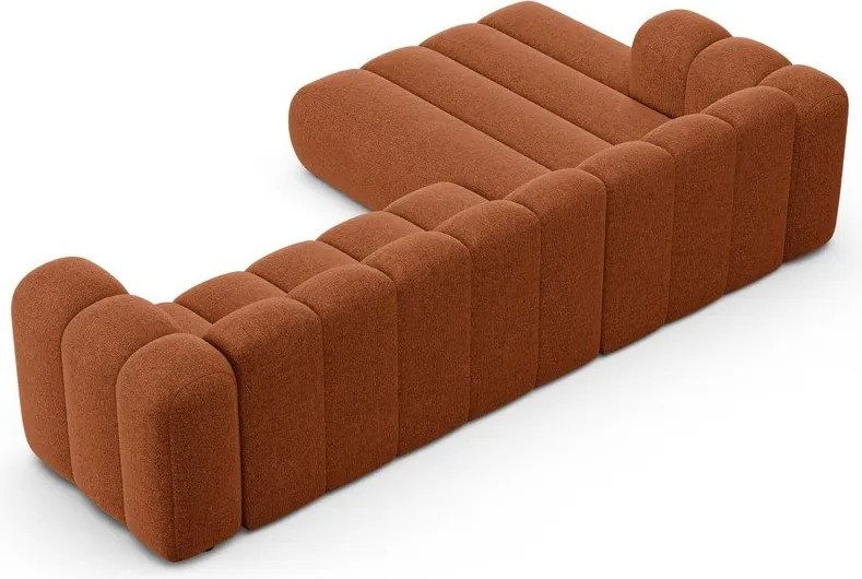 Colțar cărămiziu cu tapițerie din chenille (cu colț pe partea stângă/cu șezlong) Lupine – Micadoni