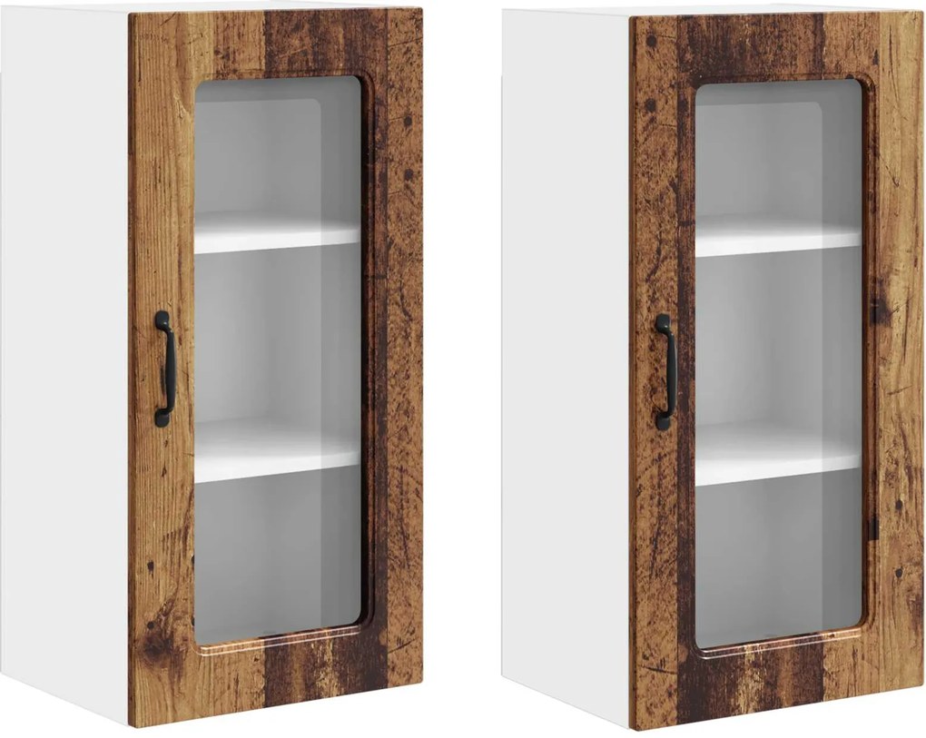 vidaXL Dulap de bucătărie Kalmar 2 pcs Lemn vechi 40 x 31 x 80 cm