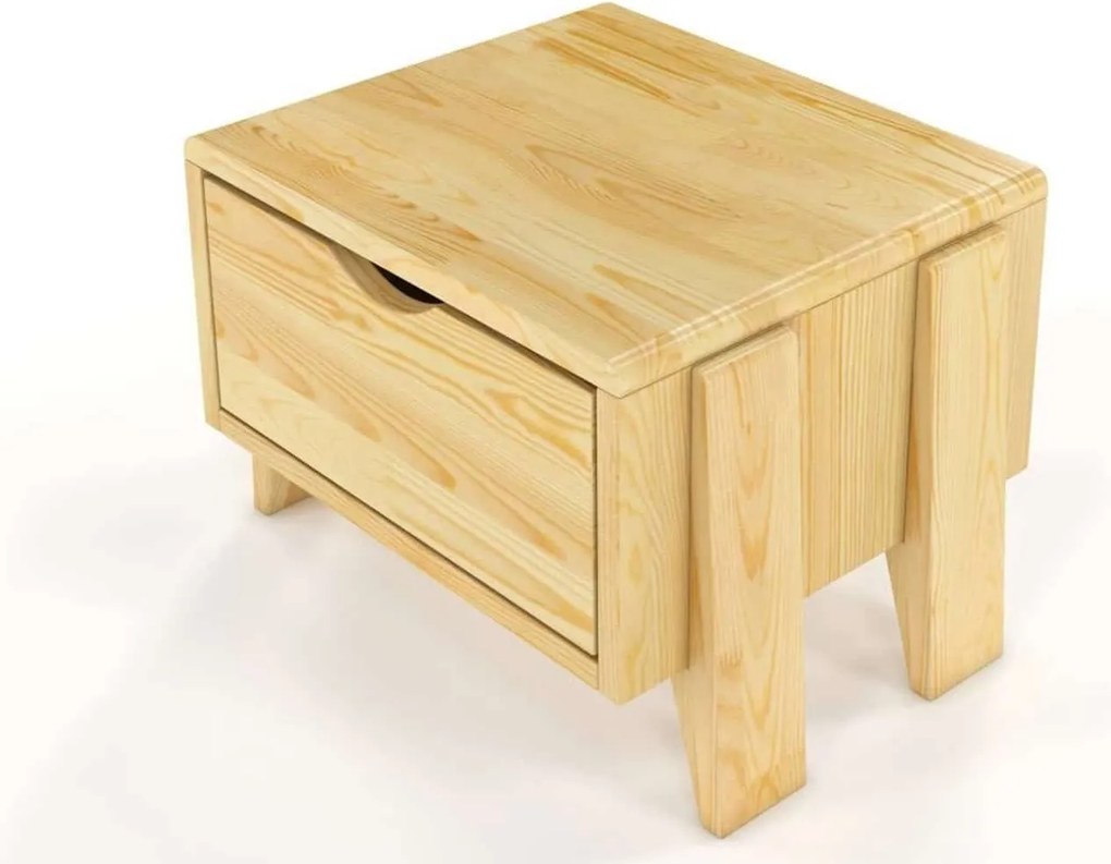 Noptieră lemn masiv TerraCraft 1 Sertar Pin, 45 × 35 × 32 cm - Nuc