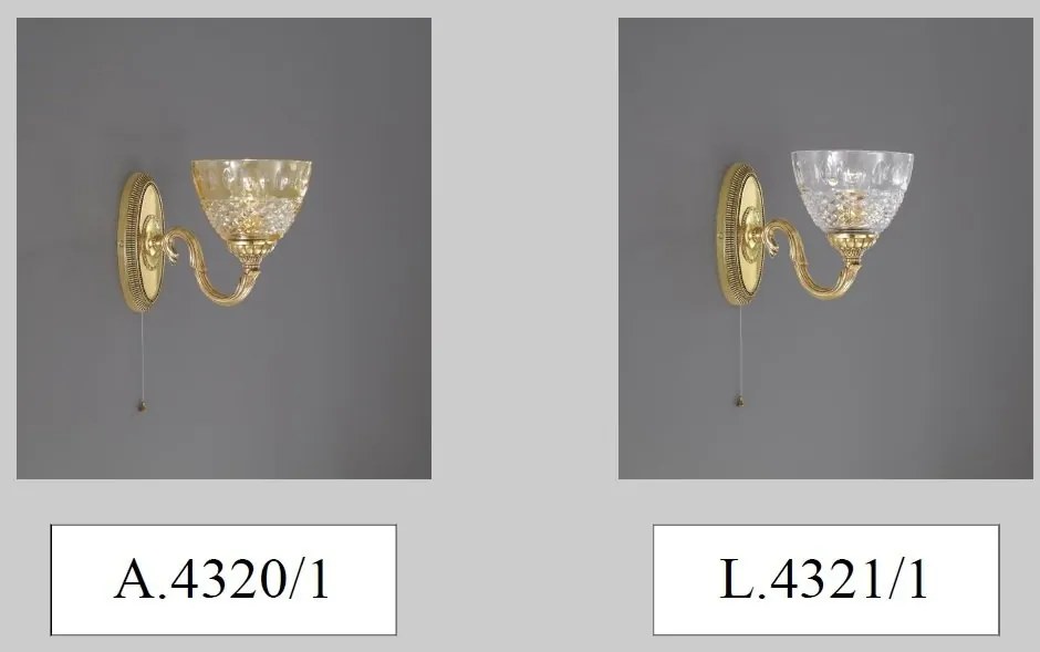 Aplica de perete design italian din alama si sticla chihlimbar 4320