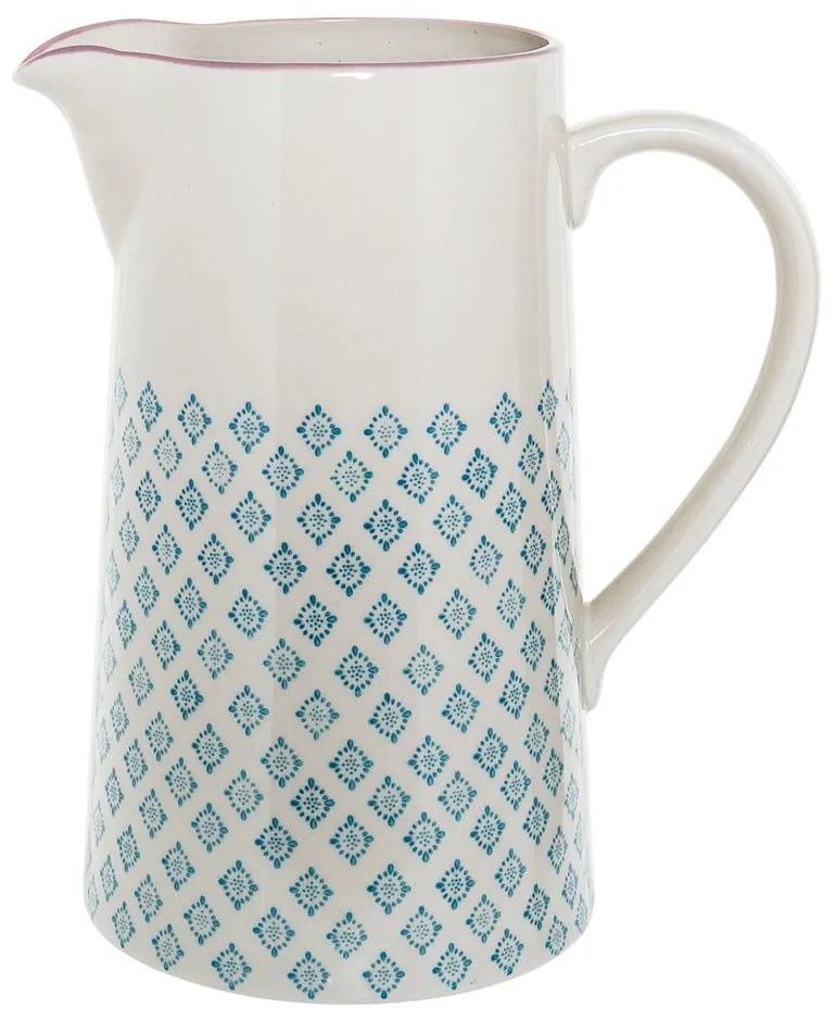 Carafă din gresie ceramică Bloomingville Patrizia, 2 l, alb-albastru