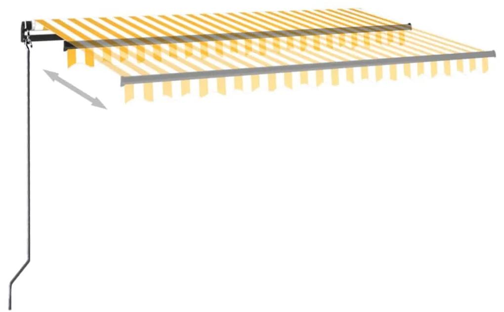 Copertina retractabila manual cu LED, galben si alb, 450x350 cm Galben si alb, 450 x 350 cm