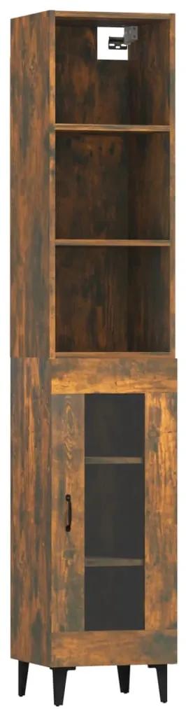 Dulap inalt, stejar fumuriu, 34,5x34x180 cm, lemn prelucrat