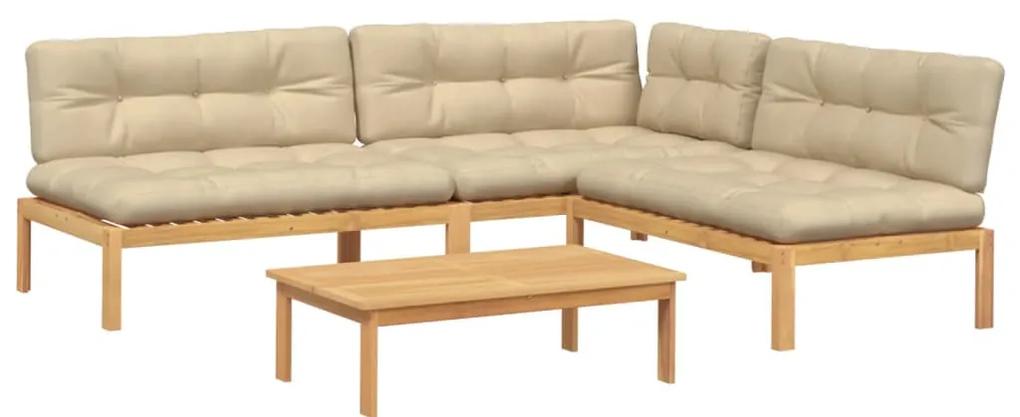 3209333 vidaXL Set canapele de grădină cu perne din paleți 4 piese lemn acacia