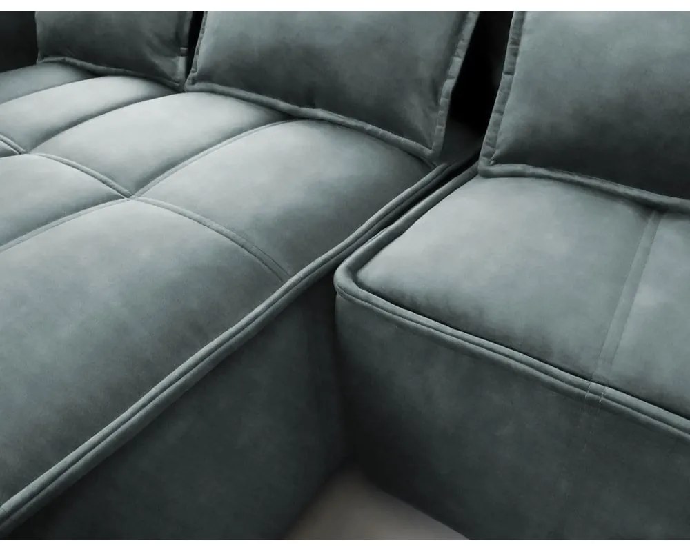 Colțar verde extensibil/cu spațiu de depozitare cu tapițerie din catifea (cu colț pe partea stângă/cu șezlong) Campo – ELTAP