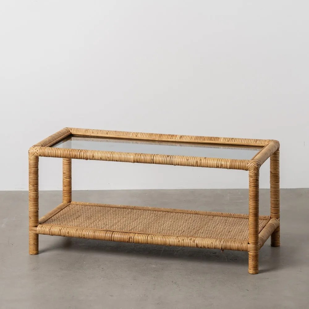 Măsuță de cafea în culoare naturală cu blat din sticlă 40x90 cm – Ixia
