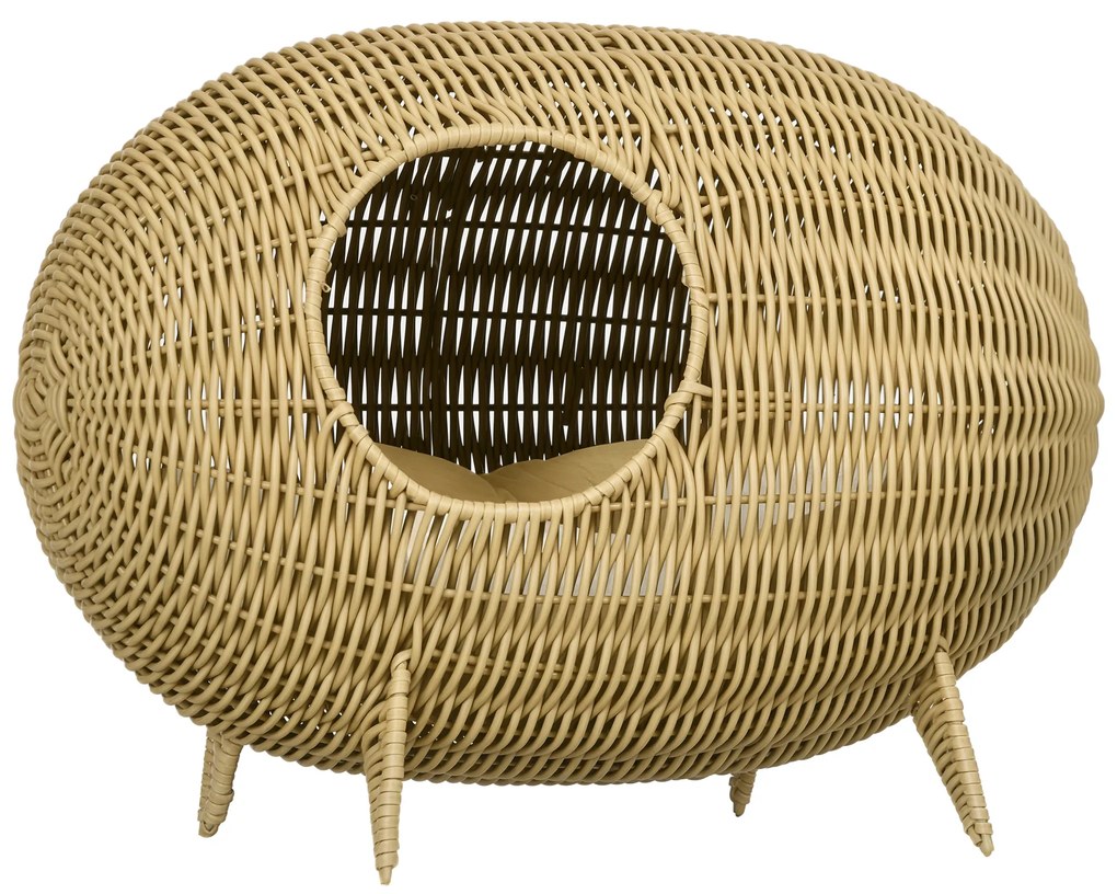 PawHut Coș pentru pisică, pat înălțat cu Pernă Moale, cu găuri de la ușă, Design Elegant și Confortabil, 55L x 36l x 42Î cm | Aosom Romania