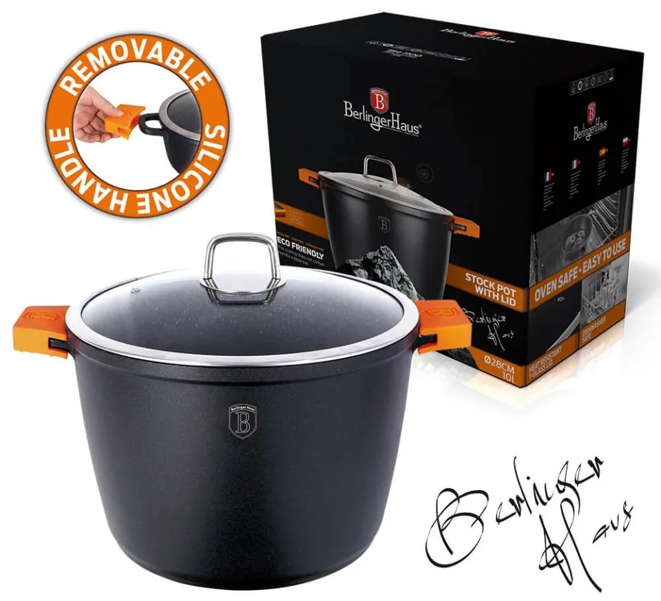 Oala cu capac 28 cm Granit Diamond Line Berlinger Haus BH 1101N