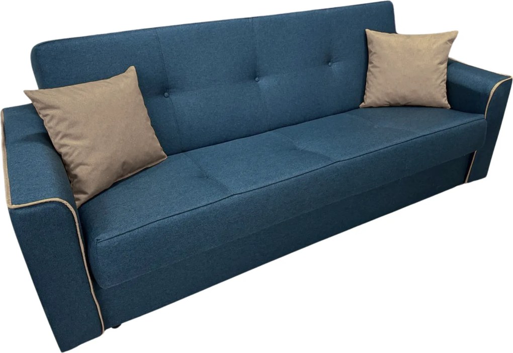 Canapea VERA extensibila, 3 locuri, lada de depozitare, stofa bleumarin + crem, 225x90x90 Bleumarin + Crem, Stofa