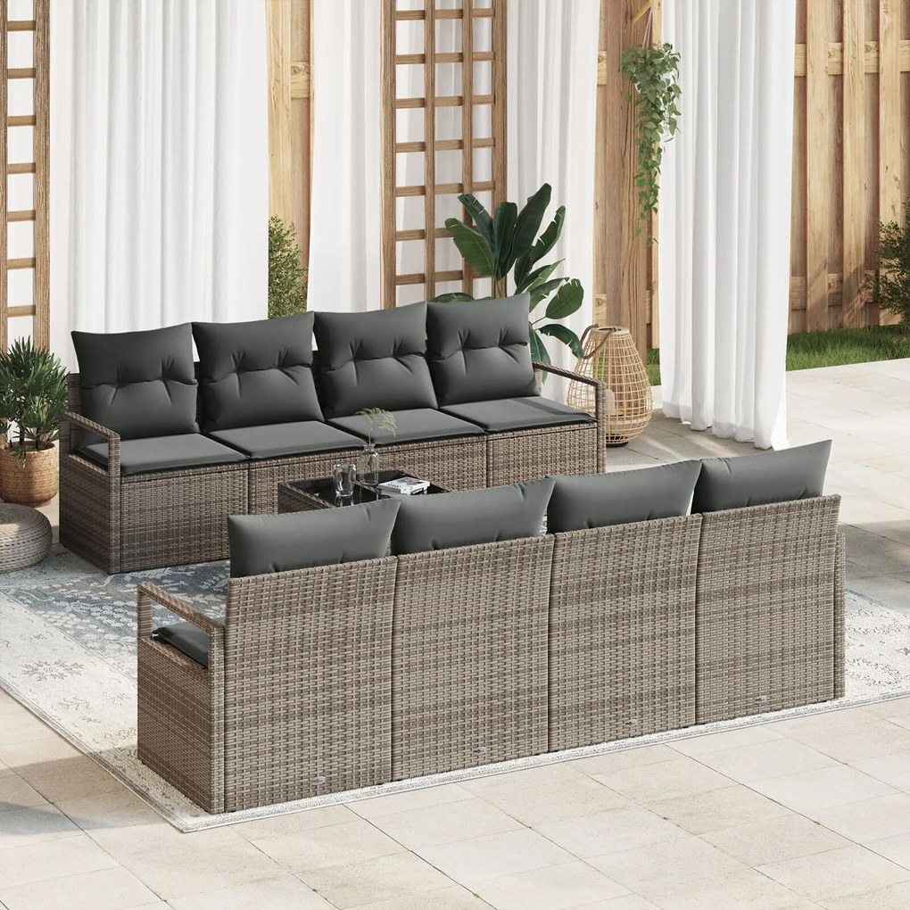 vidaXL Set de canapele pentru grădină 7 pcs Gri 55 x 55 x 37 cm