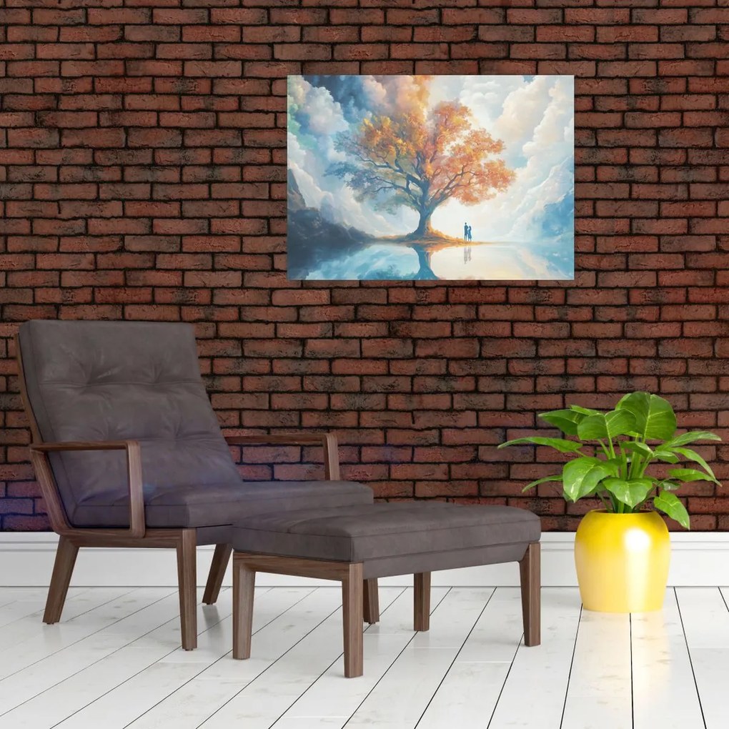 Tablou pe sticlă – Arborele vieții și al iubirii (70x50 cm)