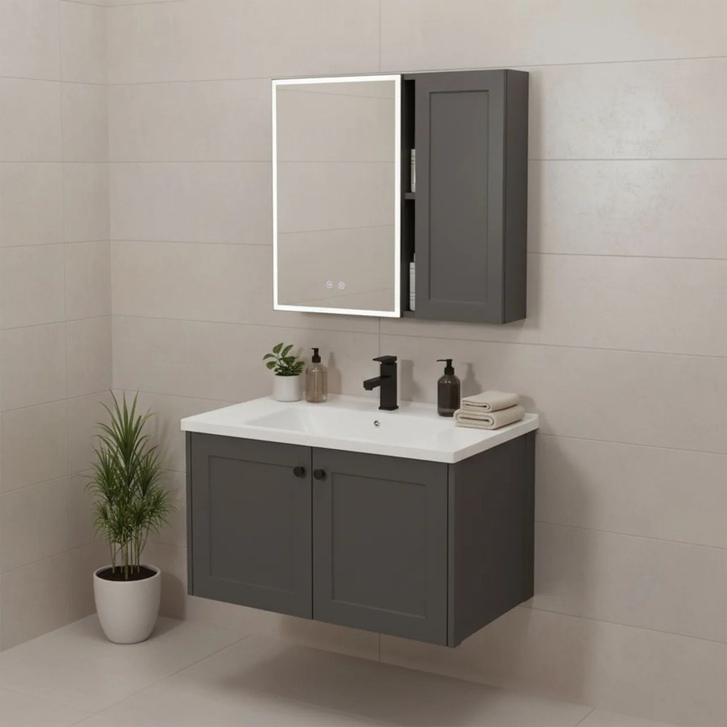 Set mobilier de baie cu lavoar Monti 60cm Grey