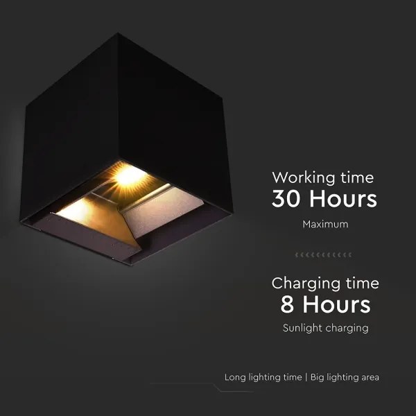 LED lampă solară de perete cu senzor, 9W, 3,7V, 3000/4000/5000K, IP65, negru