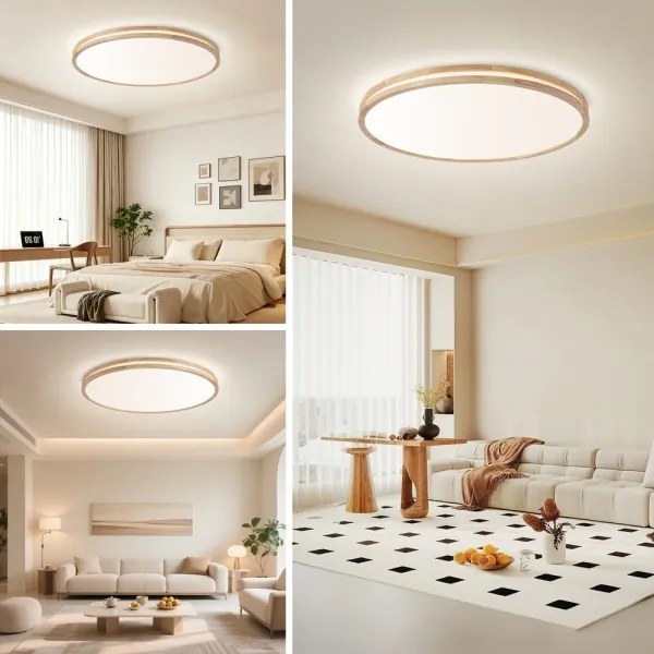 Brilagi - Corp de iluminat LED dimabil MOLINA LED/128W/230V 3000-6000K, stejar, diam. 100 cm + telecomandă