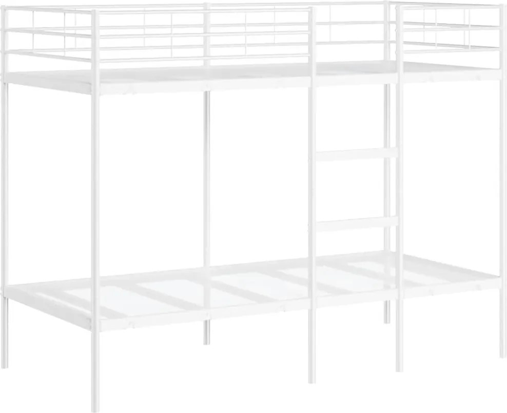 vidaXL Pat supraetajat fără saltea alb 100x190 cm oțel