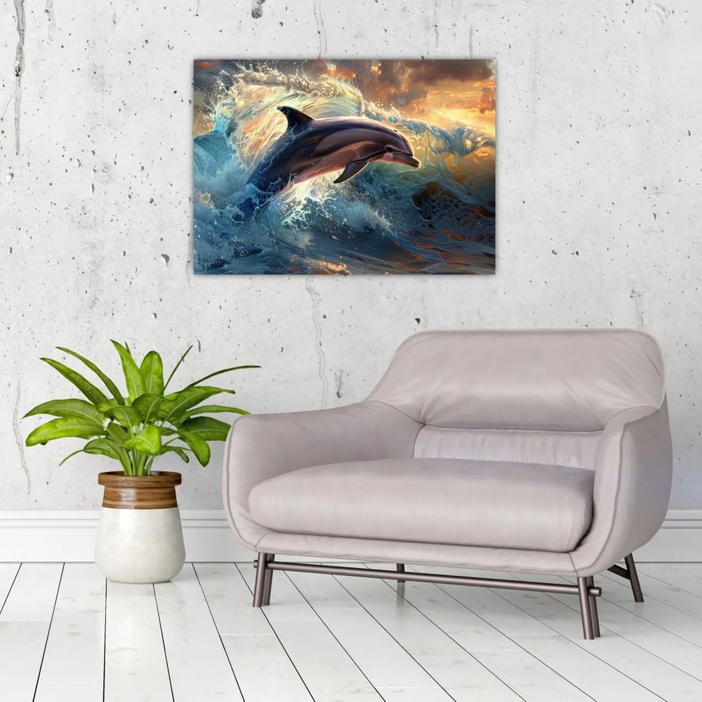 Tablou - Delfin, ilustrații (70x50 cm)